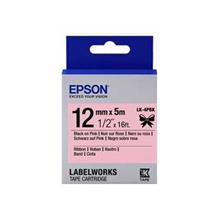 Epson LK-4PBK Pembe Üzeri Siyah Kurdele 12mm 9 Metre 