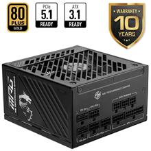 MSI PSU MPG A1250GS PCIE5 1250W 80+ GOLD ATX 3.1 PCIE 5.1 2X 12V-2X6 POWER SUPPLY