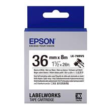Epson LK-7WBVS Kendinden Laminasyonlu Kablo Giydirme Beyaz Üzeri Siyah 36mm 8Metre Etiket