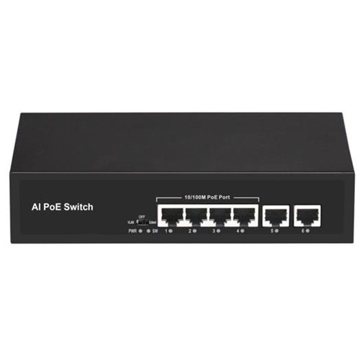 URANIUM POE-4020-55W 4 PORT 10/100 + 2 PORT 10/100 RJ45 UPLINK POE SWITCH (REALTEK CHIPSET) 